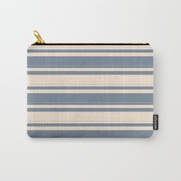 [ Thumbnail: Light Slate Gray and Beige Colored Pattern of Stripes Carry-All Pouch ]
