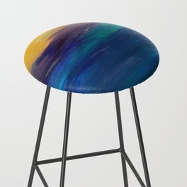 Abstract Blue Yellow Stripes Painting Bar Stool