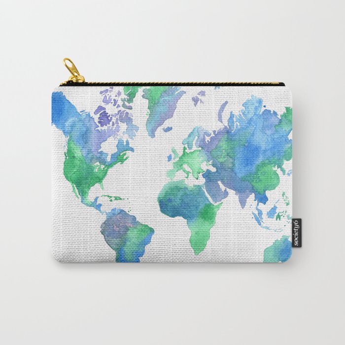 Watercolor Worldmap Carry-All Pouch