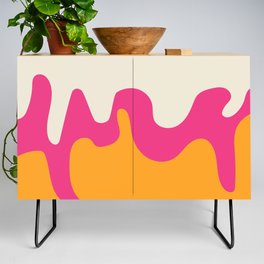 Viscous - Orange Pink Colourful Abstract Art Pattern Design Credenza