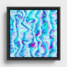 Funky liquid blue shapes Framed Canvas