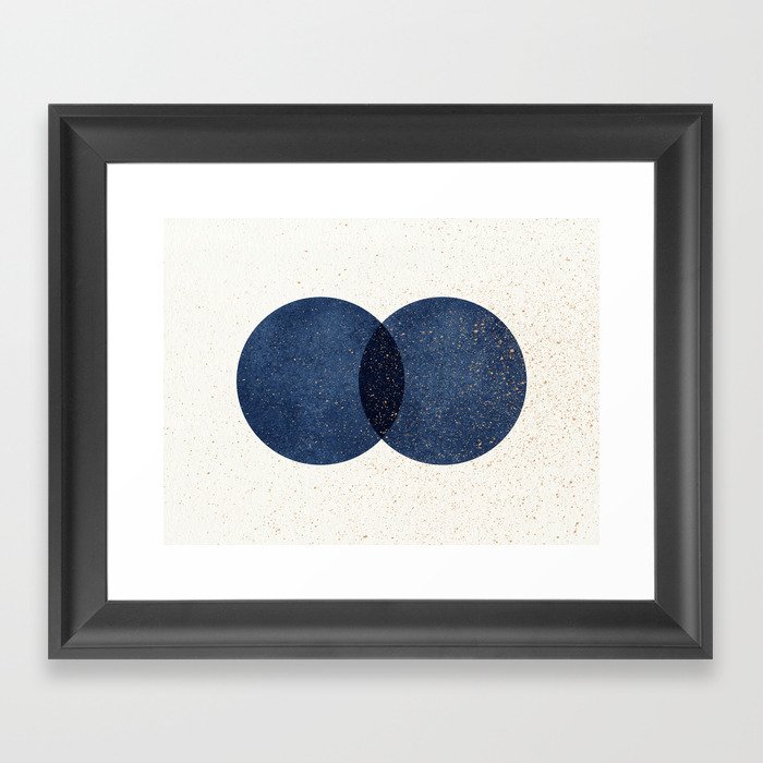 Circle Abstract - Dark Blue Navy Texture Framed Art Print