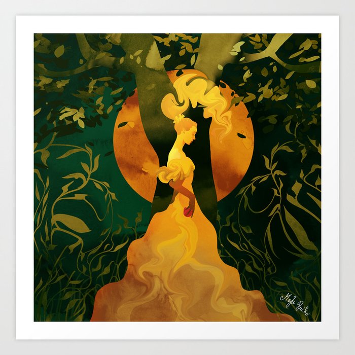 Golden Maiden In The Forest Art Print