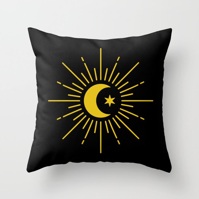 Minimalist Moon (gold/black) Throw Pillow
