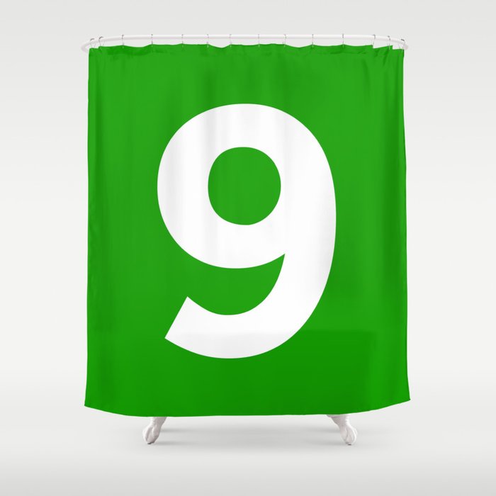 Number 9 (White & Green) Shower Curtain