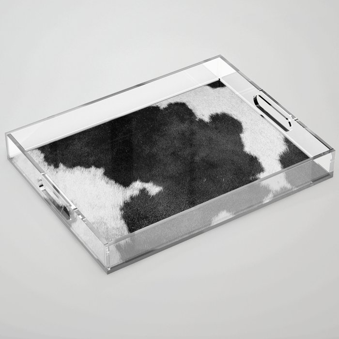 Black and White Cow Skin Print Acrylic Tray