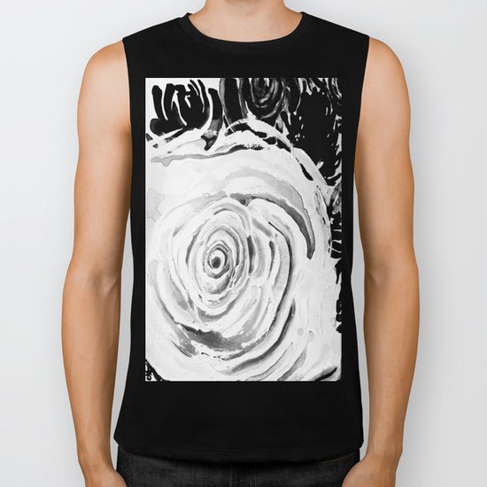 Roses For A Romantic Heart, Black and White Biker Tank