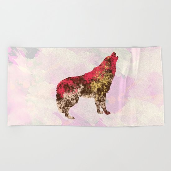 Abstract Wolf Beach Towel