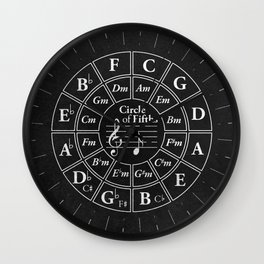 Circle of Fifths Musician Bass Clef Chart Progression Wheel Wall Clock