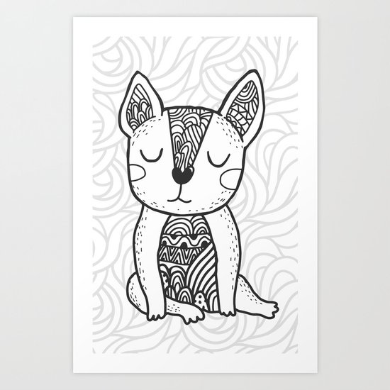 doodle french bulldog Art Print