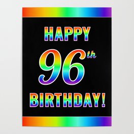 [ Thumbnail: Fun, Colorful, Rainbow Spectrum “HAPPY 96th BIRTHDAY!” Poster ]