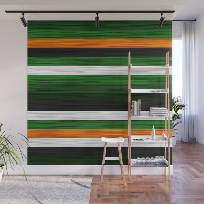 Orange and Green Patchwork 2 Wall Mural