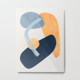 Mila Metal Print | Acrylic, Ovals, Grey, Brushstrokes, Digital, Ink, Curated, Yellow, Abstractforms, Watercolor 