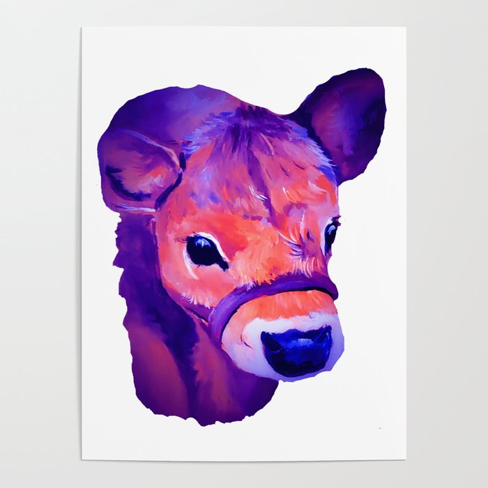 Purple Cow Digital over Acrylic Calf Painting Poster