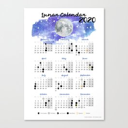 Moon calendar 2020 #10 Canvas Print