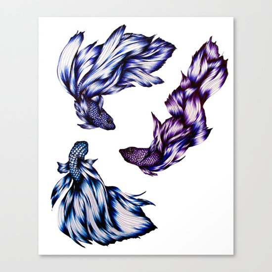 Three Swimming Canvas Print