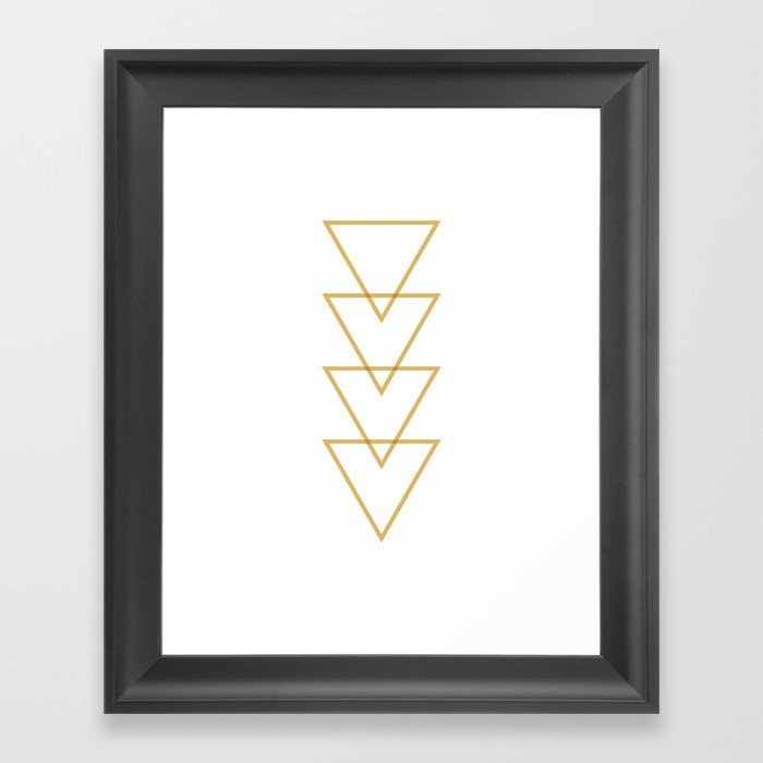 Triangle Geometric // Gold Framed Art Print