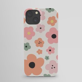 Flower Market Seoul, Playful Retro Pastel Floral Print iPhone Case