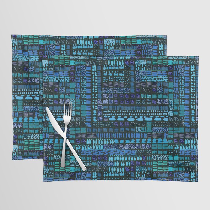 cobalt blue ink marks hand-drawn collection Placemat