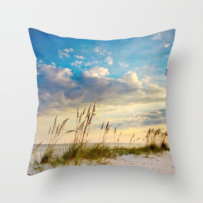 Sea Oats Beach Sunset Throw Pillow