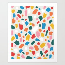 Colorful Abstract Shapes - Brush Strokes Modern Minimalist Fun Playful decor Orange Yellow Blue Pink Green White Red Art Print