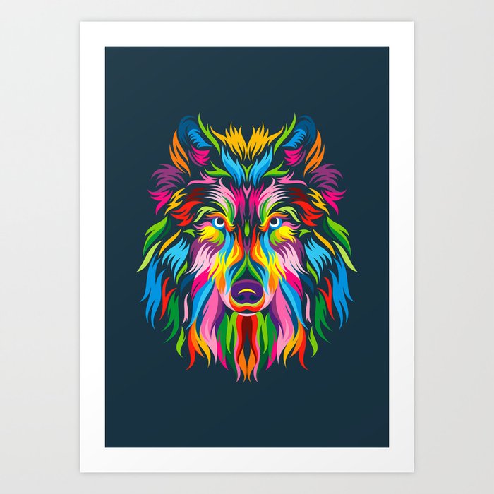 Full Color Wolf Art Print