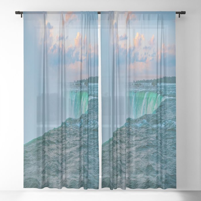 Niagara Falls Sunrise Print Sheer Curtain