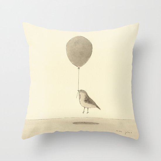bird with a balloon Throw Pillow