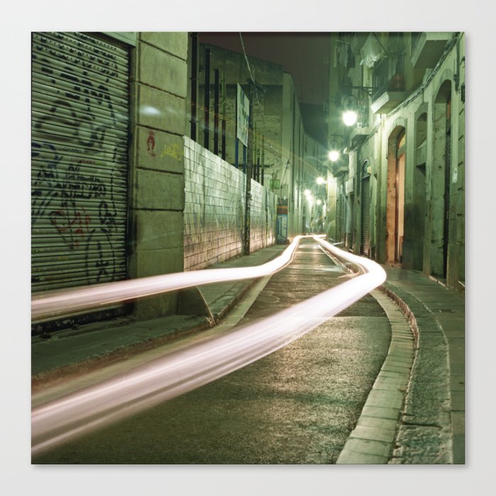Barcelona, Spain night streets. Canvas Print