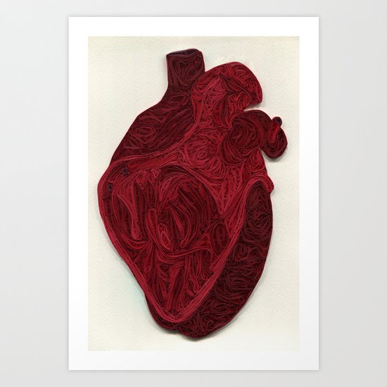 paper filigree human heart Art Print