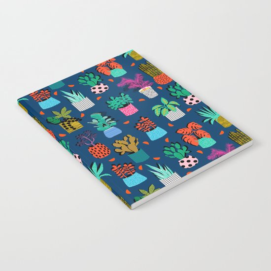 Check It - house plants indoor monstera neon bright modern pattern retro throwback memphis style Notebook