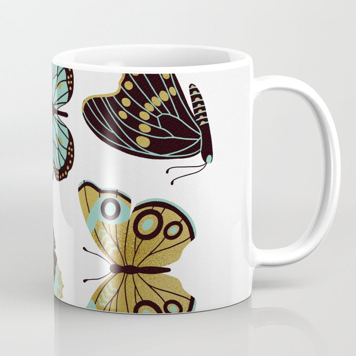 Texas Butterflies – Mint and Gold Coffee Mug