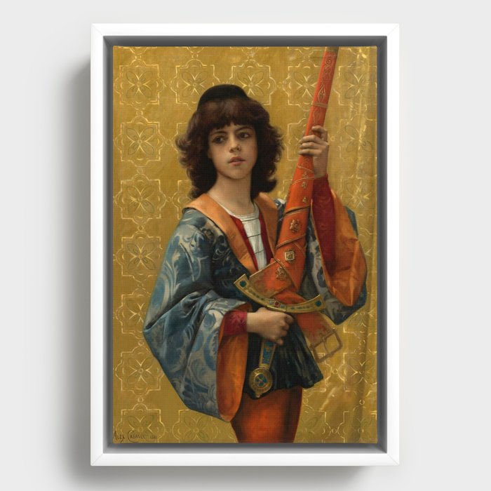 Alexandre Cabanel "Young Page in Florentine Garg (also known as The Sword-Bearing Page)" Framed Canvas