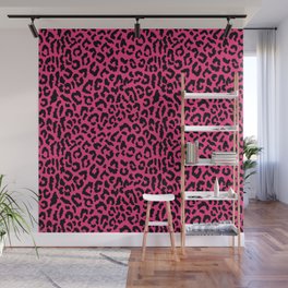 2000s leopard_black on hot pink Wall Mural