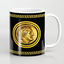 Greek Key and Coin - Black Coffee Mug