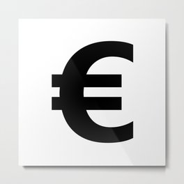 Euro Sign (Black & White) Metal Print | Minimalistic, Sign, Signs, European, Minimal, Monocolor, Money, White, Euro, Black 