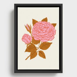 Botanical pink rose Framed Canvas