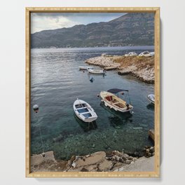 Boats in a bay, Korcula Serving Tray