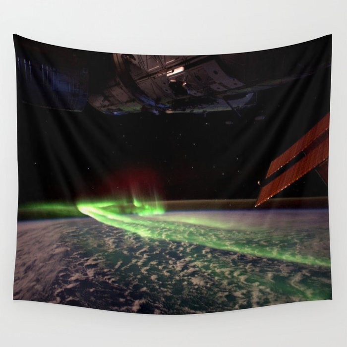 Northern Lights from Space Station over Earth Wall Tapestry