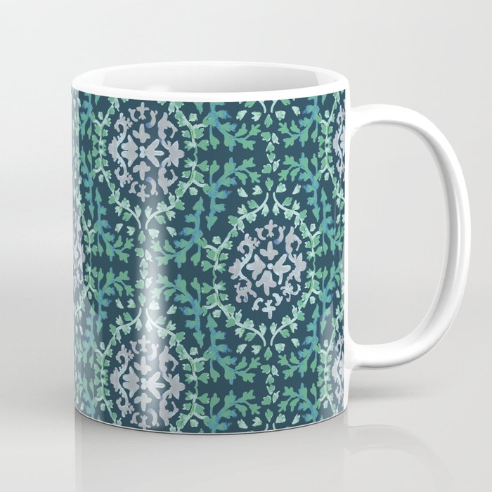 Lumpy Damask in Green and Blue Coffee Mug