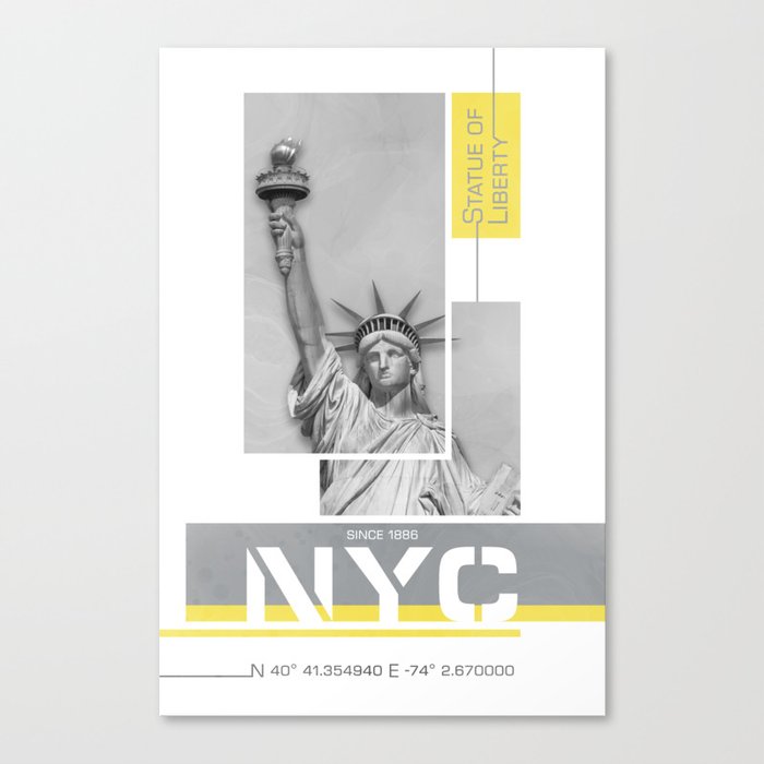 NYC Statue of Liberty | Illuminating Yellow & Ultimate Grey Canvas Print