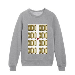 Gold XOXO with red cupid heart imprint I love you motif retro poster / posters for bedroom and home decor Kids Crewneck