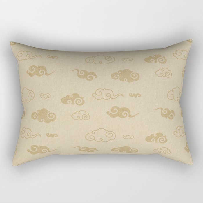 Neutral Asian Style Cloud Pattern Rectangular Pillow