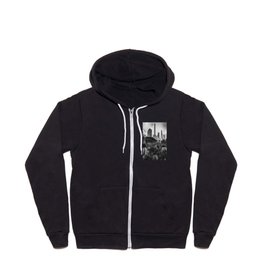 Central Park and Manhattan skyline in New York City black and white Zip Hoodie