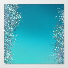 Blue Holographic Glitter Gradient Pretty Festive Sequins Canvas Print