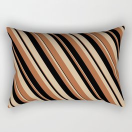 [ Thumbnail: Tan, Sienna & Black Colored Lines/Stripes Pattern Rectangular Pillow ]