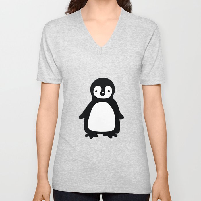 Simple black and white pinguin V Neck T Shirt