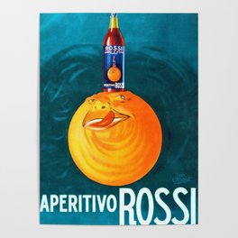 1930's Vintage Teal Aquamarine Aperitivo Rossi aperitif alcoholic beverages food and wine kitchen and dinning room advertising poster Poster