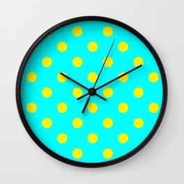 Amazing Blue Yellow Polka Dot Pattern Wall Clock