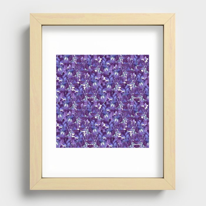 Botanical Purple Violet Pattern Recessed Framed Print